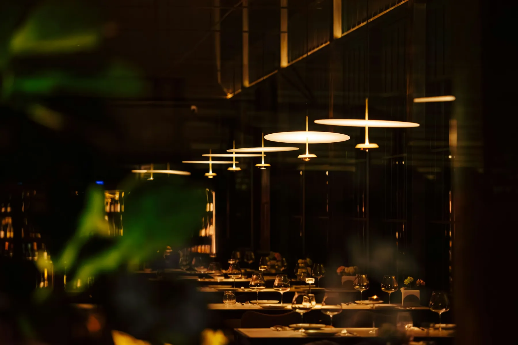 Tables set for dining in a Shanghai restaurant